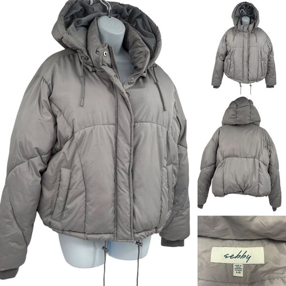 Sebby Short Puffer Jacket with removable hood Junior Large - Picture 1 of 12